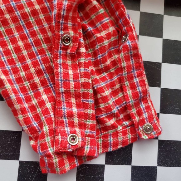 VTG Baby One Piece Outfit Denim Top with Plaid Pants Embroidered Bear Sz 3-6M - Picture 7 of 9